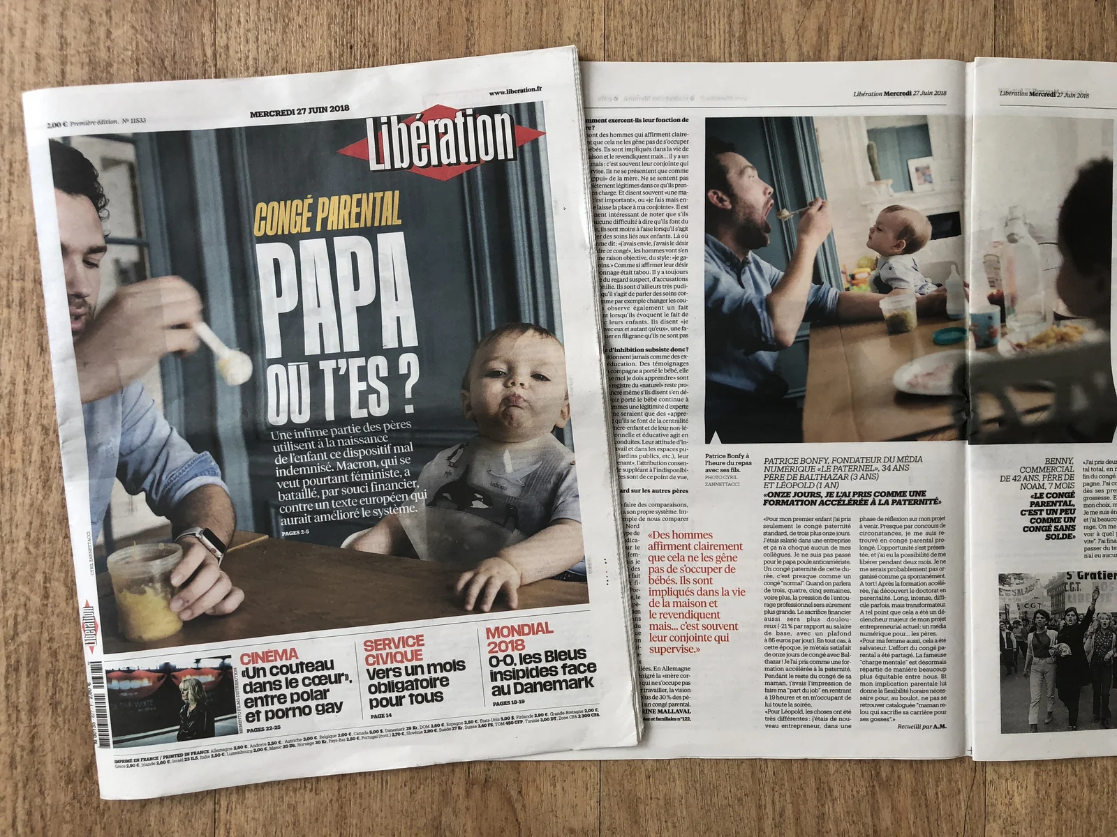 Libération Patrice Bonfy Congé paternité témoignage