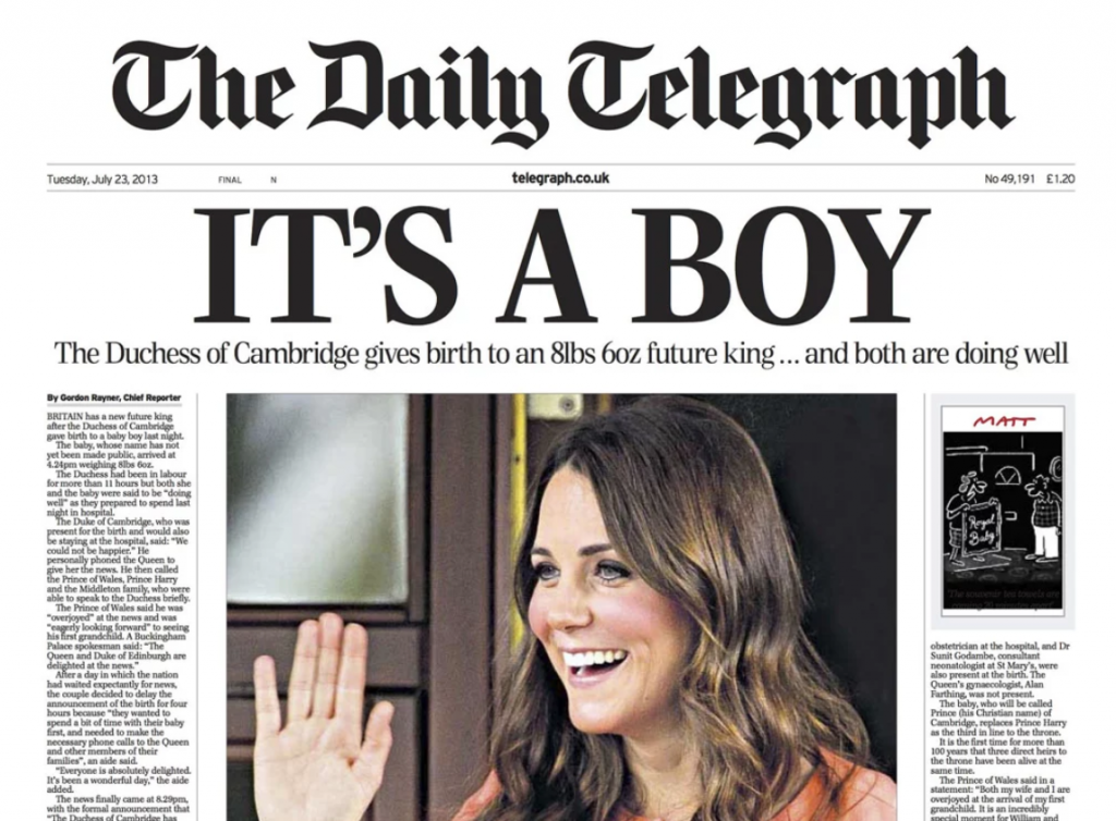 Pour faire la Une, c’est soit un bébé royal, soit un panda.